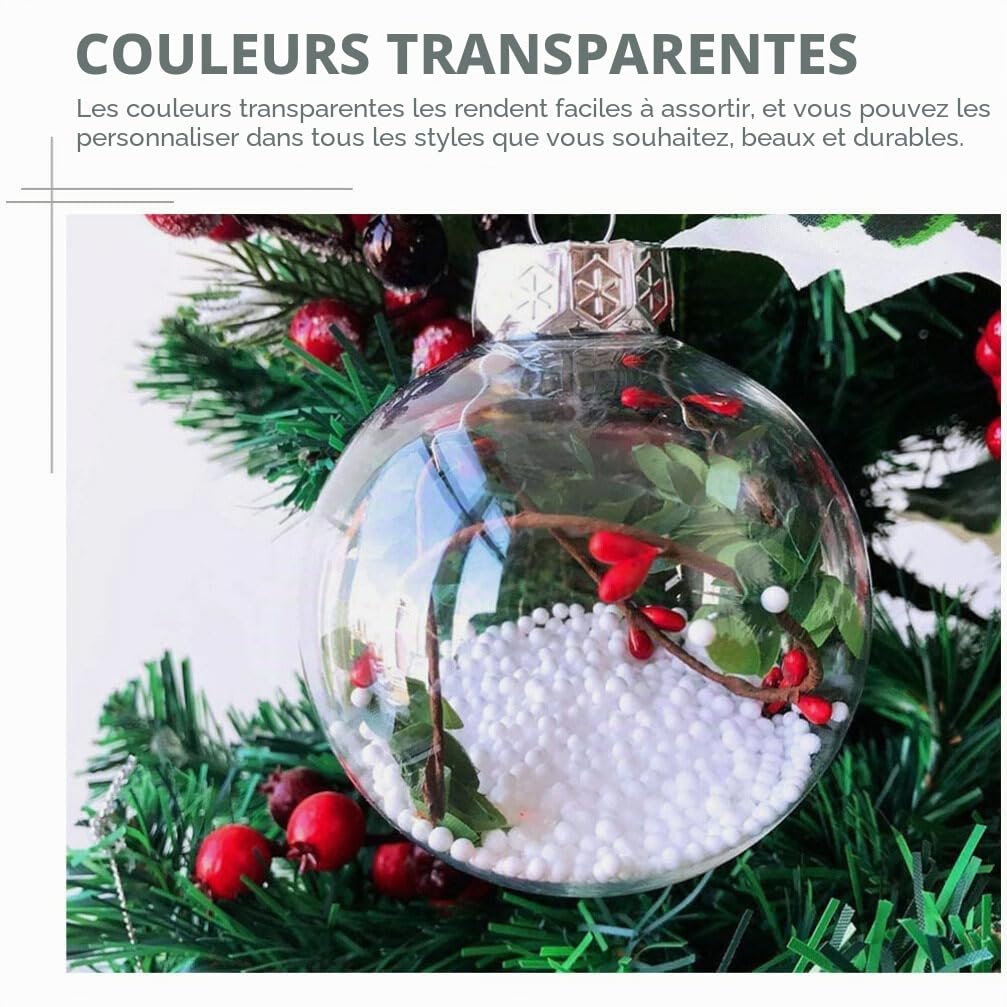 SEWACC Ornements Boules D'ornement Remplissables en Plastique Transparent 10Cm 10Pcs Boules D'ornement De Noël Arbre De Noël Ornements Suspendus pour La Maison De Fête De Mariage