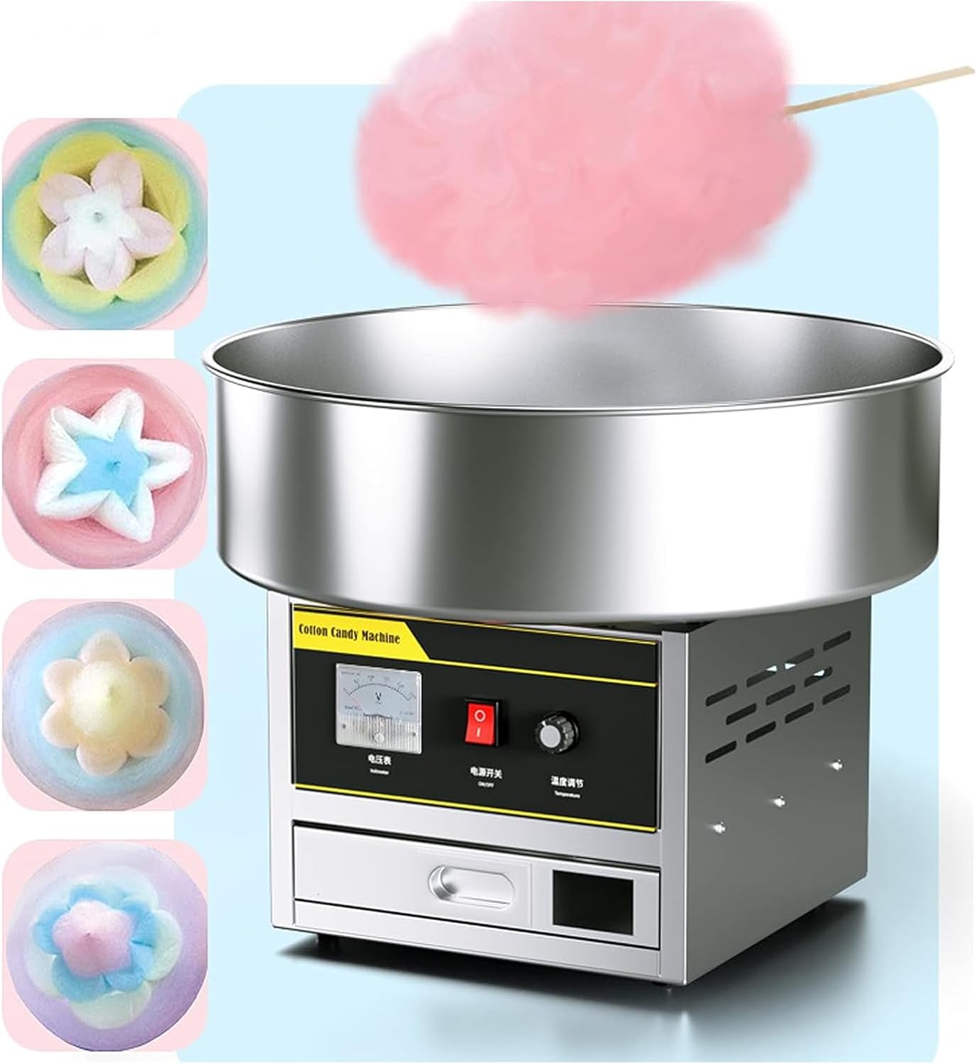 Commercial Cotton Candy Machine,Automatic Candy Floss Maker Machine,1200W Electric Candy Floss Maker,Mini Candy Floss Machine,Sweet Sugar Candy Floss Maker for Kids Birthday Party,32x32x41.5cm (Silve
