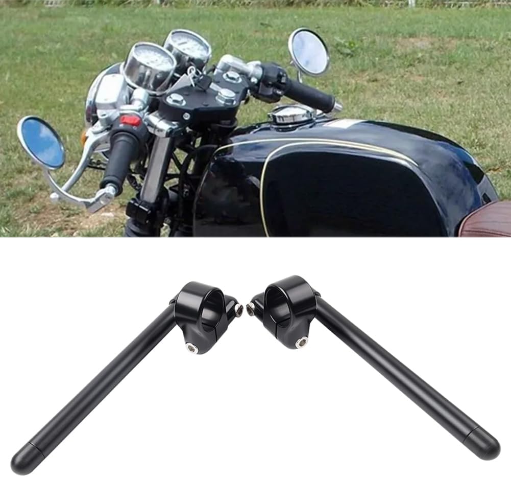 Cnoula11 1 Pair Cafe Racer Bars Handlebar Fork Tube Aluminum Black 43mm Universal For motorcycles with 31mm~58mm Fork tube