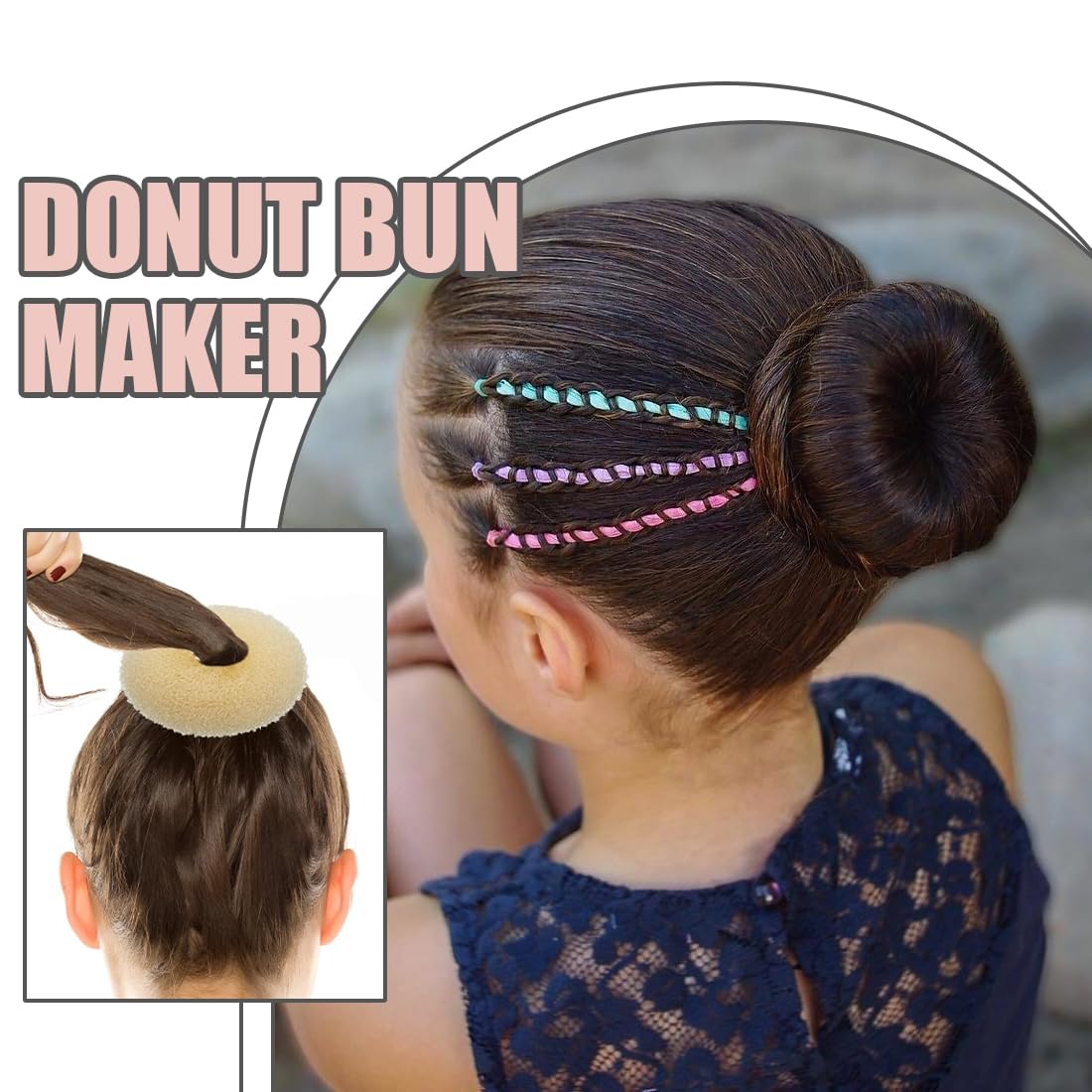 YAYNO 34 Pezzi Set Completo per Chignon 4 Creatore per Pane Retine Forcine Capelli Elastici Per Capelli Ciambella Accessori per Acconciature Ragazze e Ballerini Acconciature