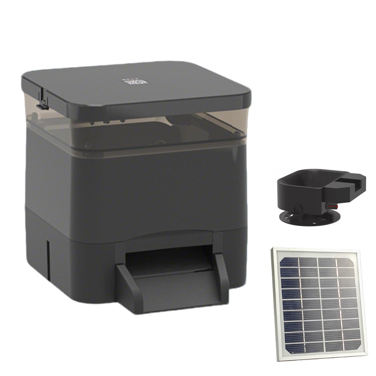 UORDBY Automatic Fish Feeder,Supports remote control,With Feed Thrower, Moisture-Proof Koi Fish Feeder with Wi-Fi and Solar Panel Charging for Fish Pond and Tank Black-4L