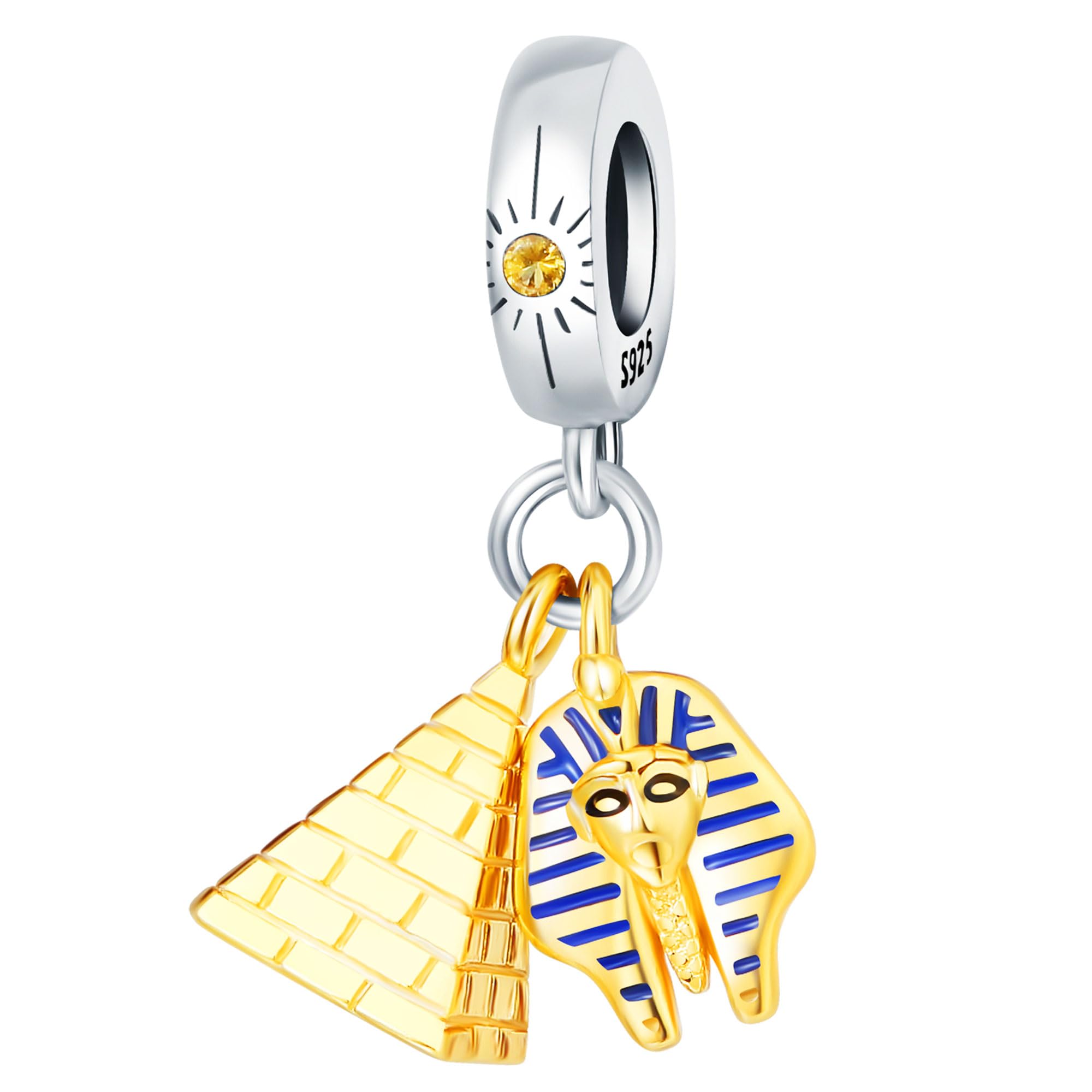 NUJIFFY 925 Sterling Silver Charms Beads for Bracelets & Necklaces, Blue Charm Angel Cross Infinite Love Book Eiffel Tower Egypt Evil Eye Travel Birthday Gifts Pendant Jewelry for Women Men Teens