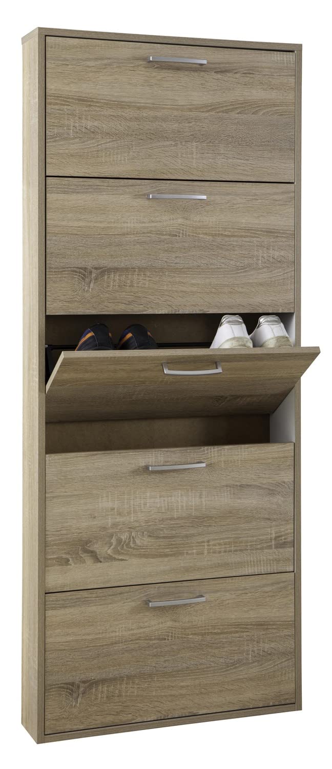 Composad | Scarpiera della Linea FACILE con 5 Ribalte fino a 12 Paia di Scarpe, Scarpiera Salvaspazio, Slim, (LxAxP) 65,10x163,60x15 cm, Colore Rovere Sonoma, Made in Italy