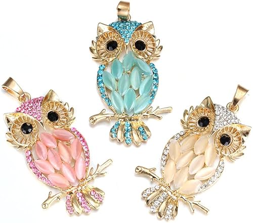 AKWNHOE Necklaces for Women Hollow Golden Zircon Lady Pendant Box Owl Aromatherapy Locket Essential Oil Diffuser Magnetic Opening Necklace Jewelery Women's Pendant Necklaces (Metal Color : 6pcs)