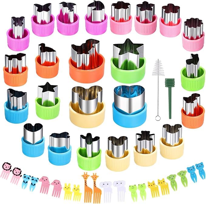 Image of 48 Pcs Vegetable Cutter Shapes Set, Cute Fruit Shape Cutters, Food Cutters for Kids Lunch, Cookie Stamps Food Decorative Kids Baking and Food Supplement Tools