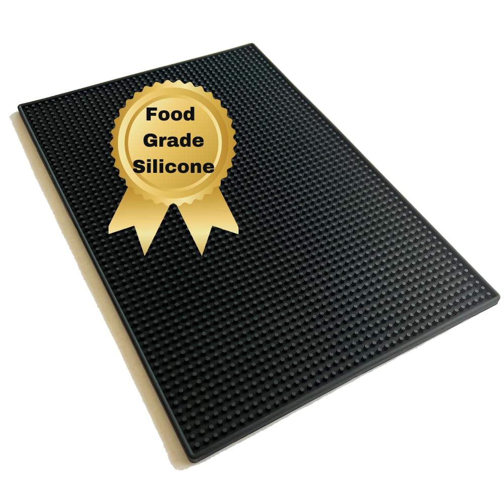 Bar Mat | 17.7 in x 11.8 in Black Coffee Bar Mat | Bar Mats for Countertop | Bar Cart Accessories | Dish Mat Drying Kitchen Mat | Dish Drying Mats for Kitchen Counter | Drying Matt Kitchen Counter