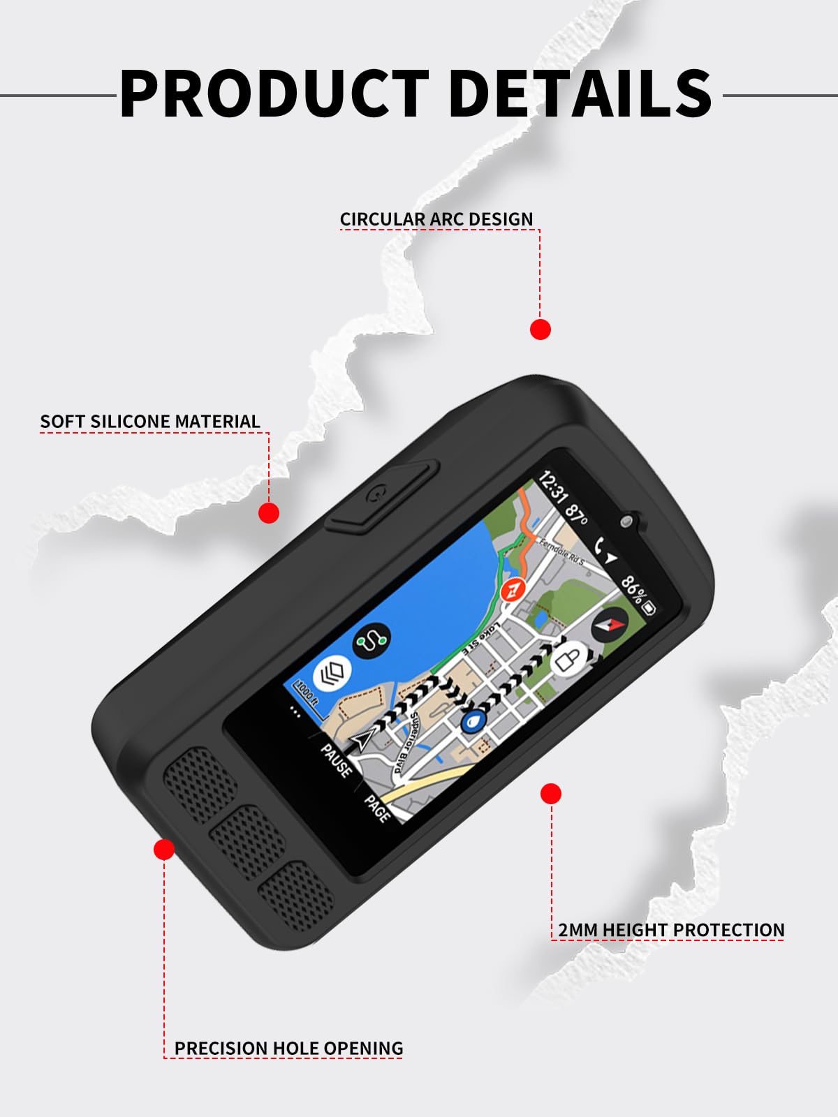 Étui de protection + film de protection d'écran pour Wahoo Elemnt Roam v2 - Étui de