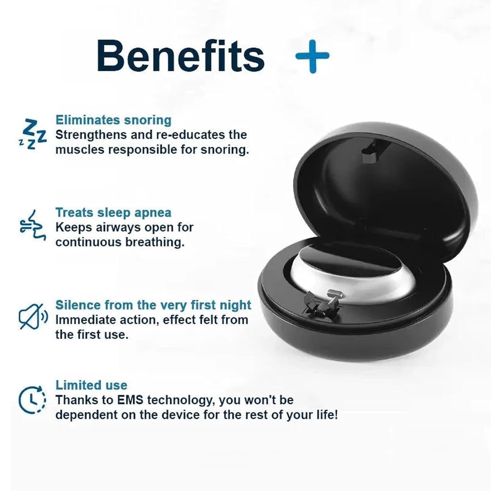 Dispositivo Antirronquidos Z3 Pro, Entrenador De Sueño Profundo Con Microestimulación Inteligente, Solución De Mejora Portátil Ajustable De 3 Velocidades For Una Respiración Mejor Y Más Suave