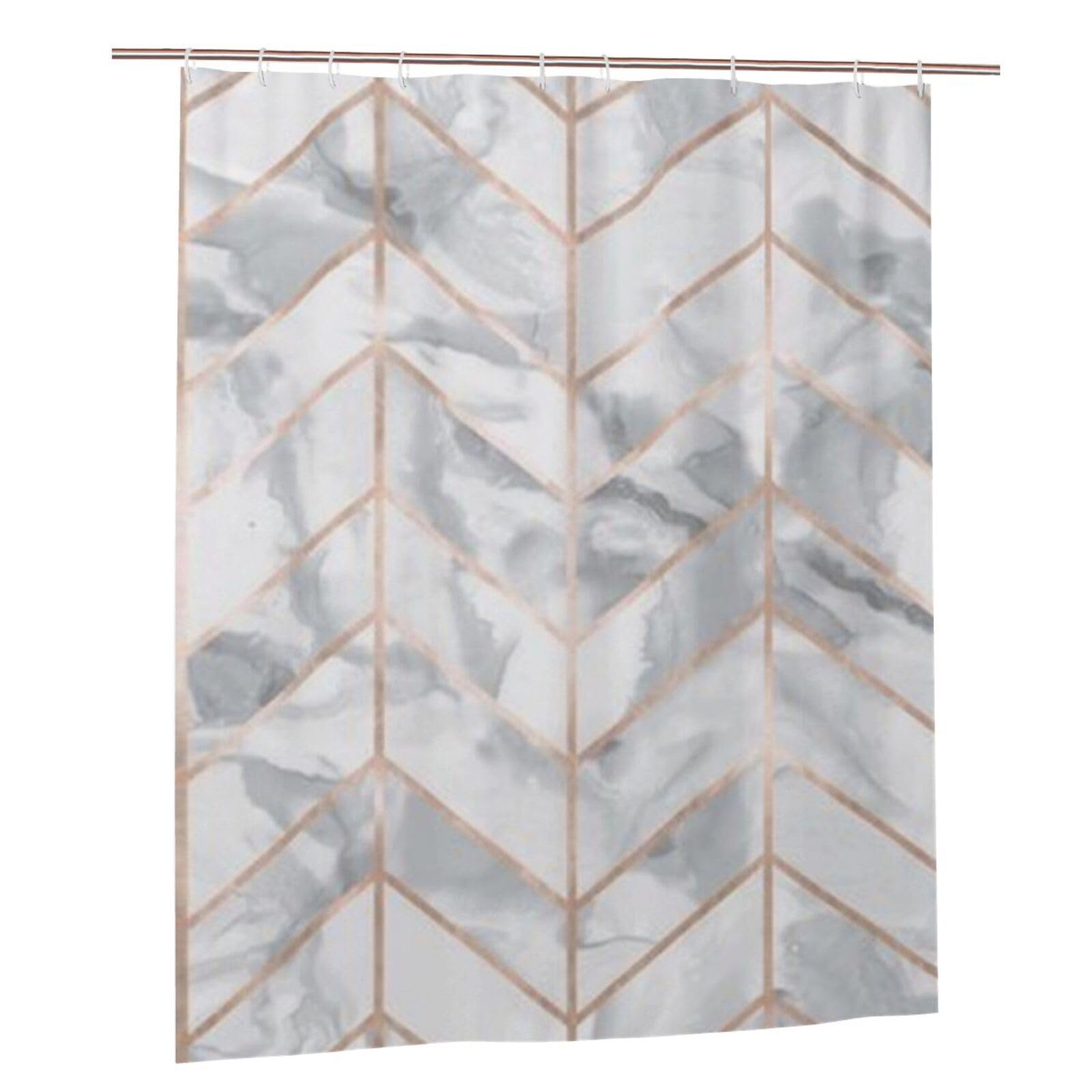 Rideau de douche chic effet marbre rose doré en tissu de qualité supérieure