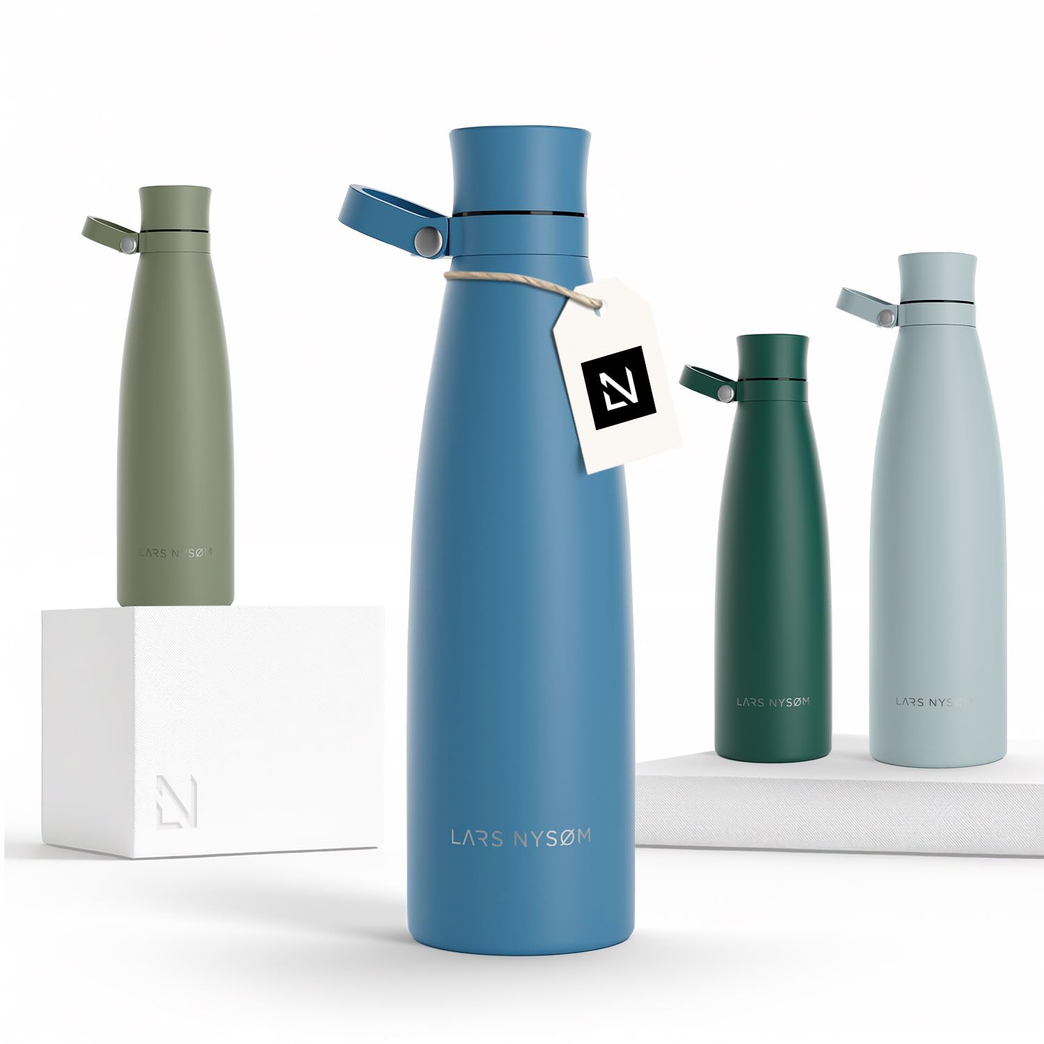 Lars Nysøm Calypso Blue Stainless Steel Insulated Water Bottle 750Ml, 1L | Insulated Thermo Flask For Hot And Cold Beverages | Leakproof Drinking Bottle (, 750Ml)