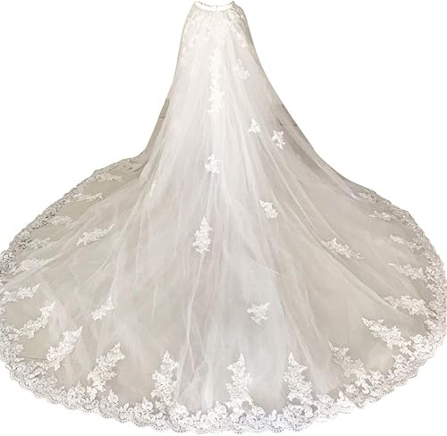 Miniatura 3 de Falda frontal con abertura de encaje maxi tutú largo de tren desmontable para boda