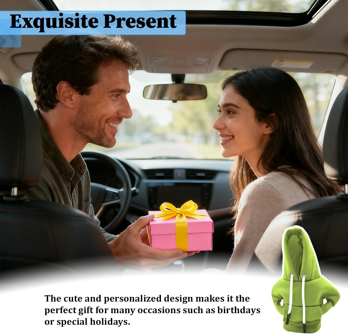 Car Gear Shift Hoodie, Funny Mini Hoodie Fashionable Vehicle Gear Shift Knob Protector Cover, Cute Automotive Interior Decoration Accessories, Universal for SUV Sedan Truck (Green) image 5