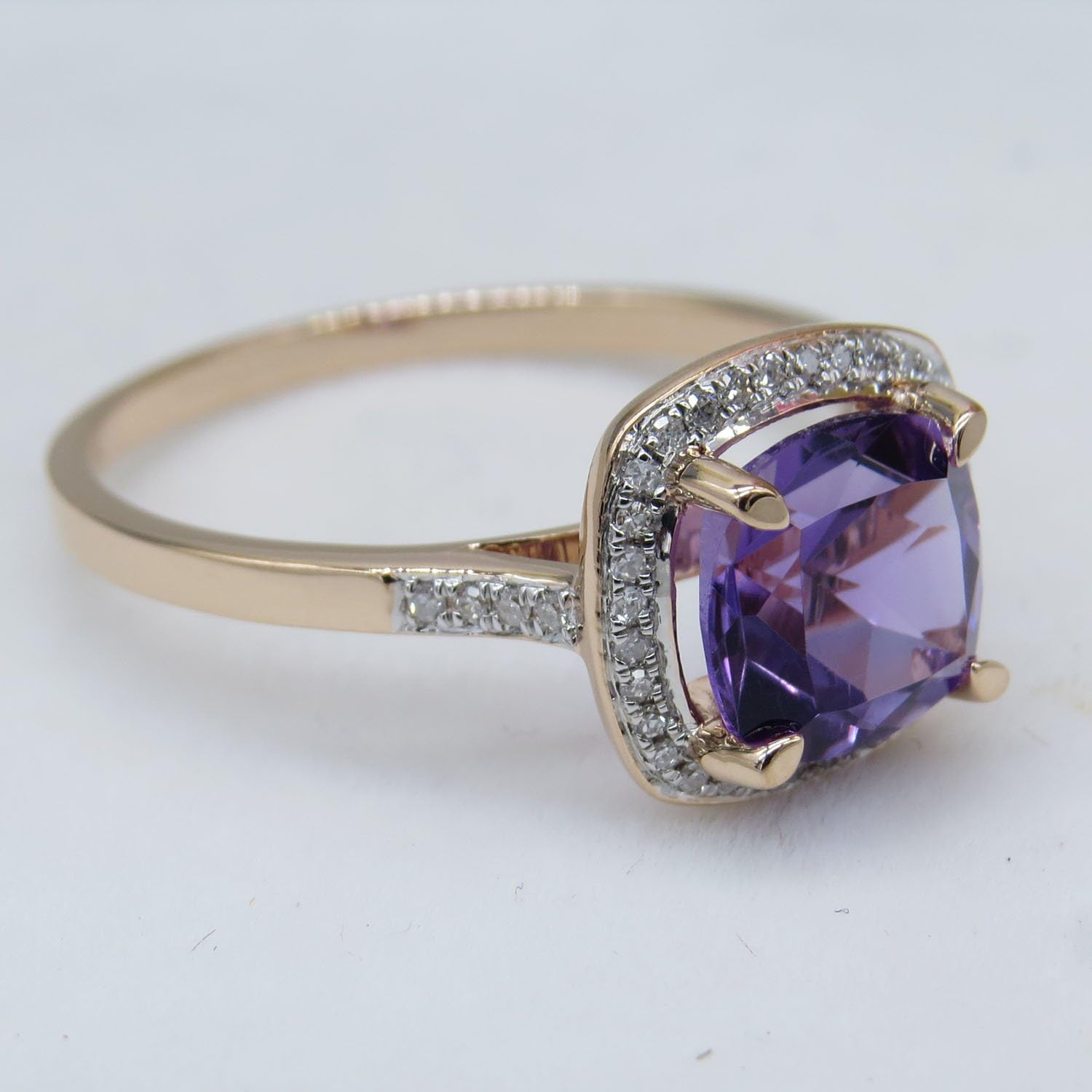 Dazzlingrock Collection 10K 8 MM Cushion Gemstone & Round White Diamond Ladies Bridal Halo Engagement Ring, Rose Gold