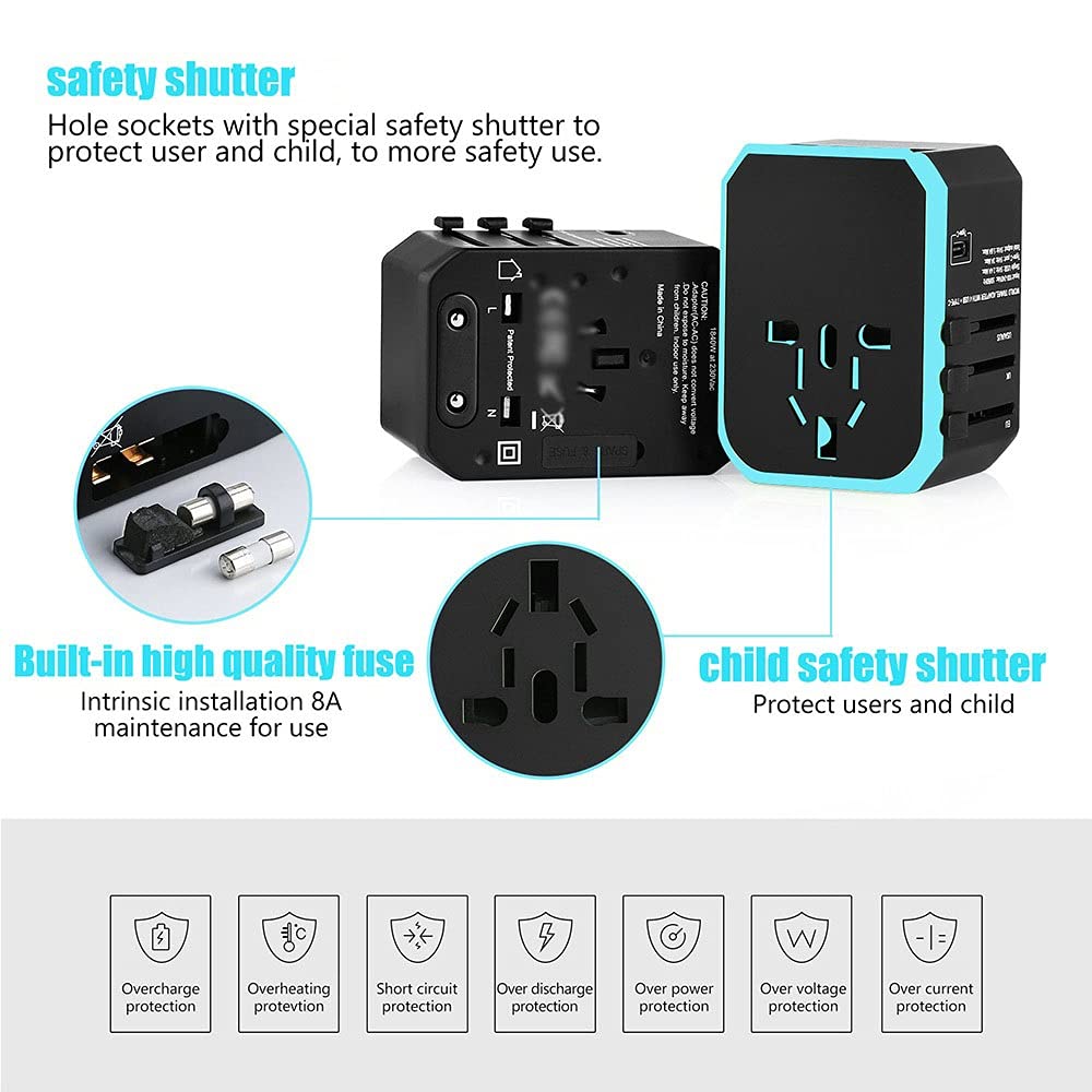 Adattatore di alimentazione universale in tutto il USB Adattatore di viaggio Universale Adattatore di alimentazione Caricabatterie Worldwide Adapter Parete Tappi elettrici Socket Convertitore per tele