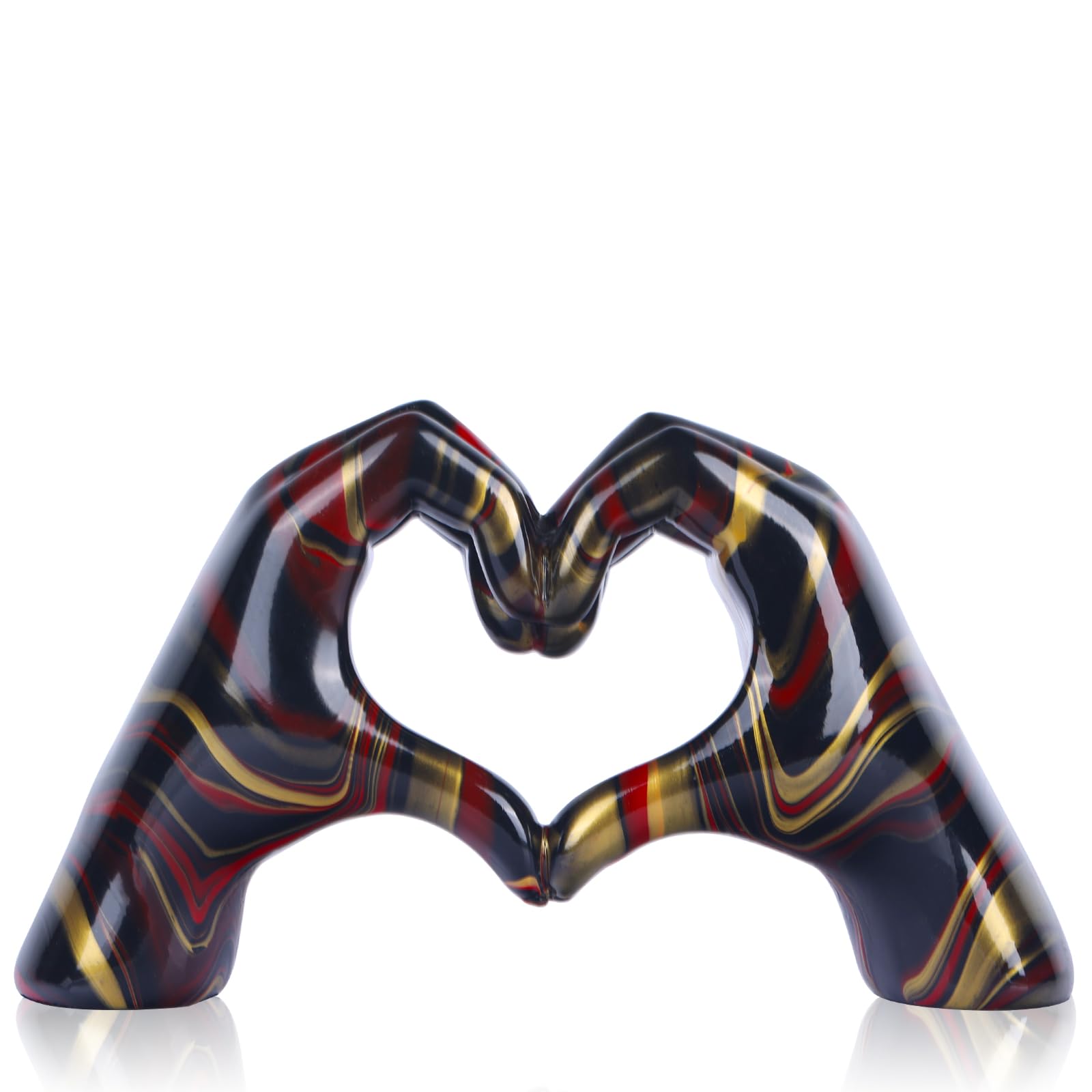 DOVDOVShiny Heart Hand Sculpture, Modern Heart-Shaped Home Decor, Love Finger Statue for Living Room, Bedroom, Entryway, Dining Table Centerpiece, TV Stand, Bookshelf Small Ornament.