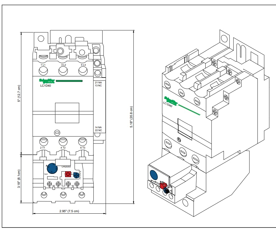 Schneider Motor Starter Assemble Contactor 65A Coil 120V Overload Relay 48-65A