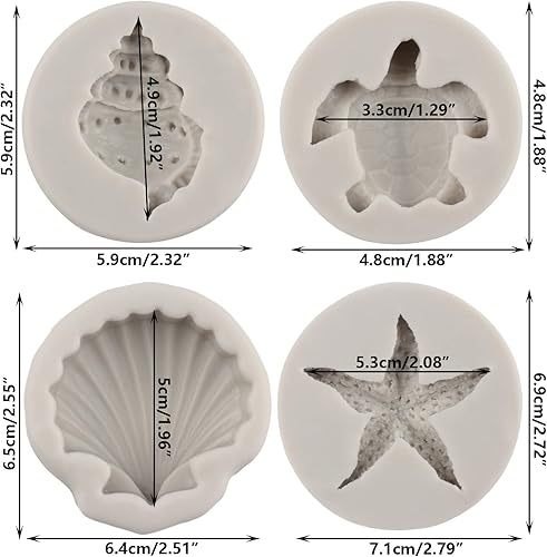 Miniatura 2 de Sijiangmold Moldes de silicona de tortuga marina concha estrella de mar molde de chocolate para decoración de pasteles pasta de goma de mascar de