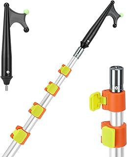 SAN LIKE Boat Hook with Telescoping Extension Pole,Durable Floating Lightweight and Sturdy Aluminum Boat Pole with Luminous Bead,Boating Accessories Non-Slip Push Pole for Docking