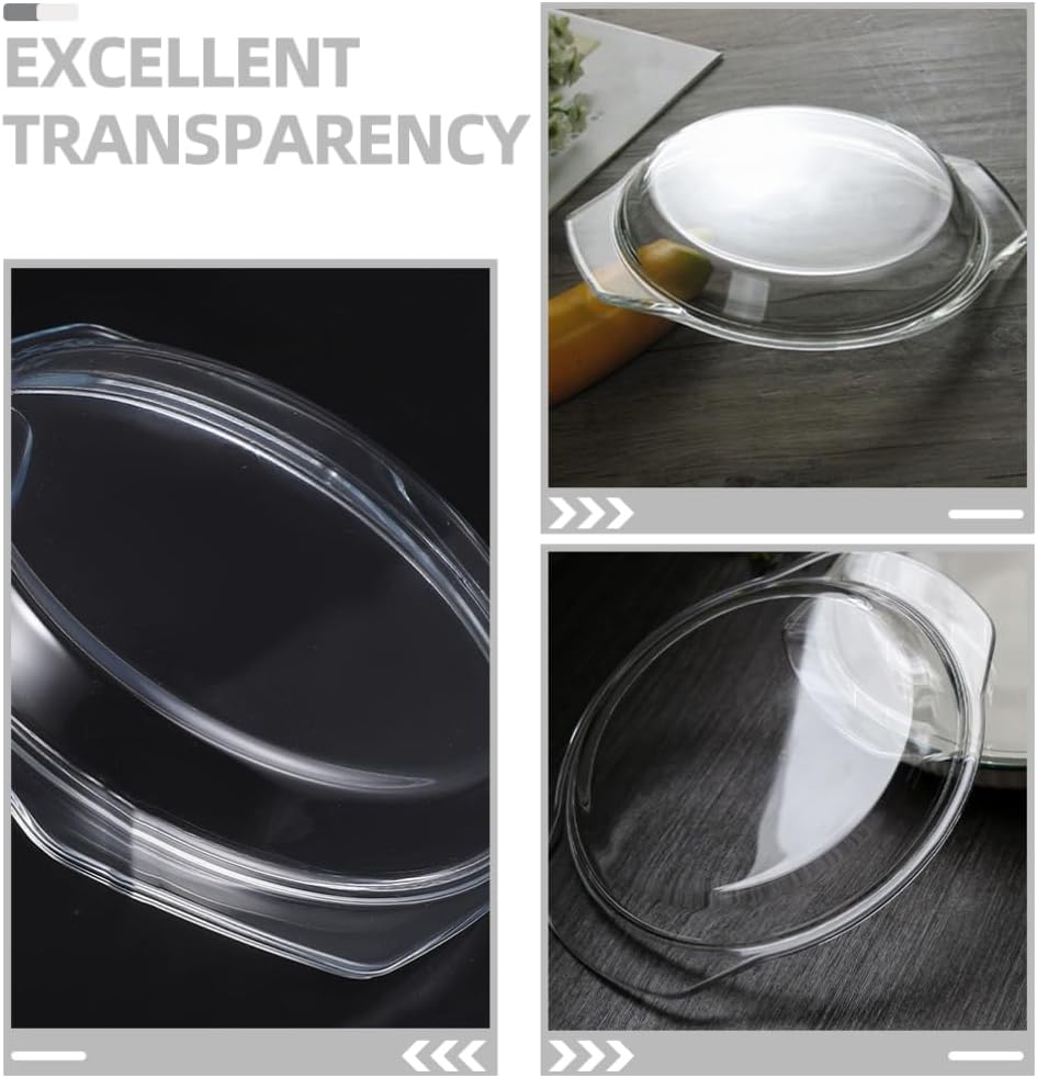 Hemoton Microwave Glass Cover 9.29X7.95 Inch Splashproof Lid with Handle Microwave Splatter Guard Food-Grade Plate Cover for Kitchen Bowls and Steamers