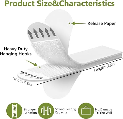 Miniatura 3 de NESCCI Tiras para colgar cuadros, kit de colgador de fotos, extraíbles sin daños, ganchos para colgar cuadros, se utilizan para colgar marcos y