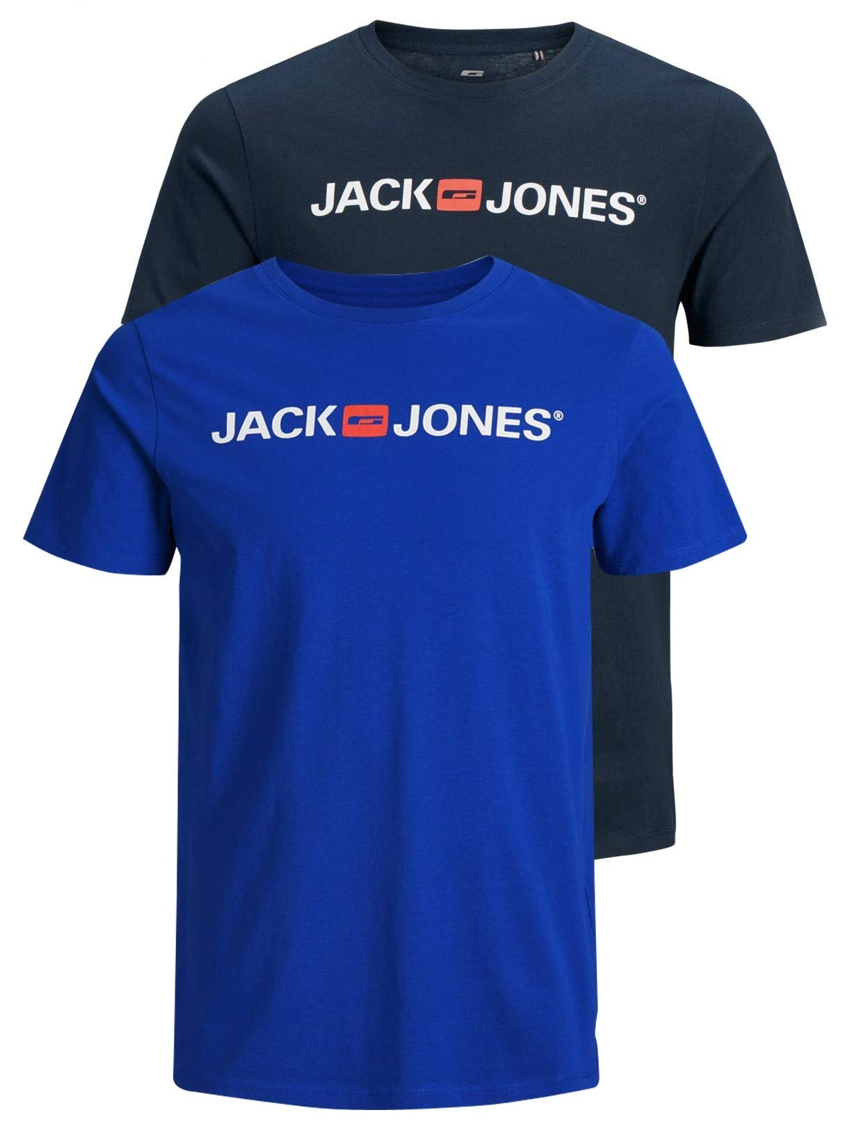 JACK & JONES Men's JJECORP Logo TEE SS Crew Neck, Navy Blazer/2-PACK W.SURF The, XXL