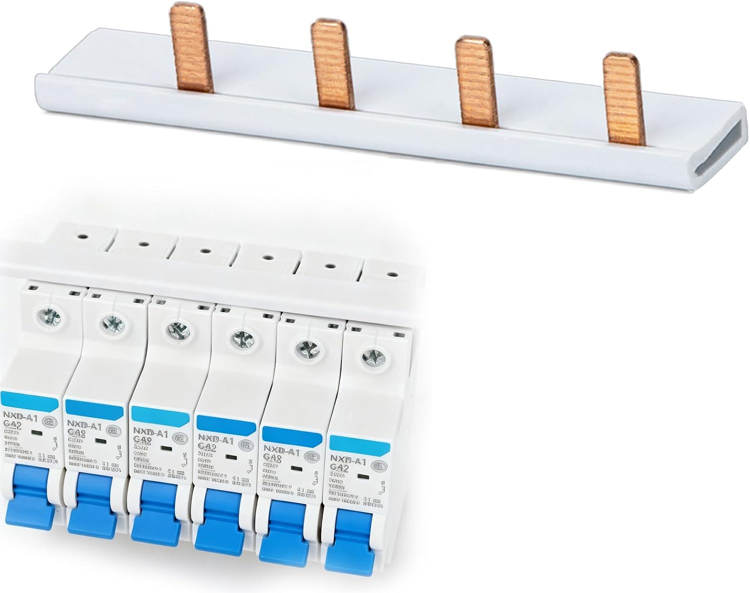 Copper Breaker Buss Bar PIN-1P 63A 12Way for Circuit Breaker C45 DZ47 IC65N | widely applied in school hospital hotel home,1 pin type copper busbar