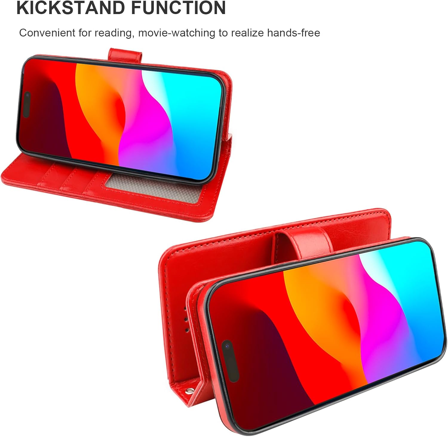 Bocasal Detachable Wallet Case for iPhone 15 Plus RFID Blocking Card Slots Holder Premium PU Leather Magnetic Kickstand Shockproof Wrist Strap Removable Flip Protective Cover 5G 6.7 inch (Red)