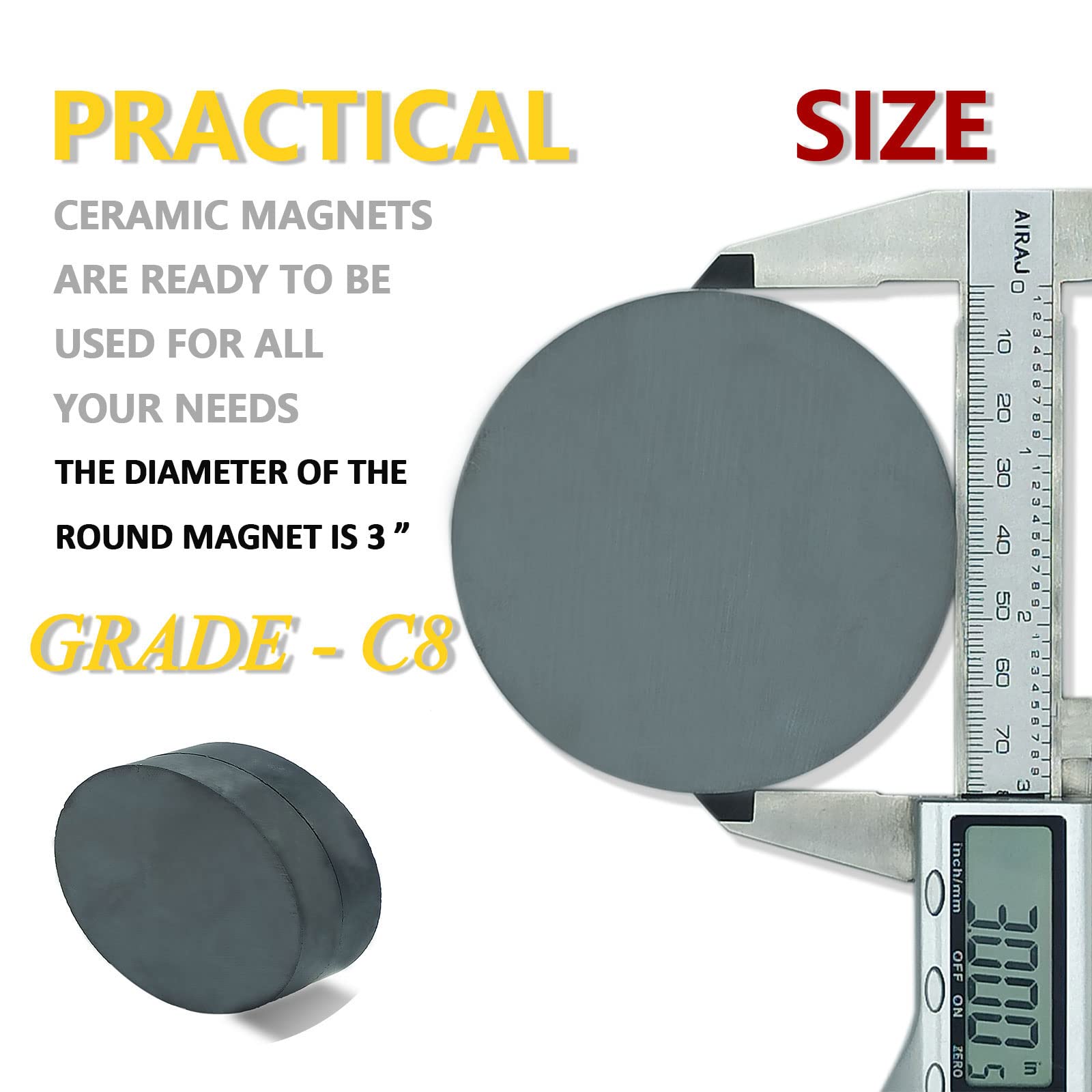 Imanes de cerámica C8 de diámetro 76x12.7mm Imanes de ferrita dura 2 unidades