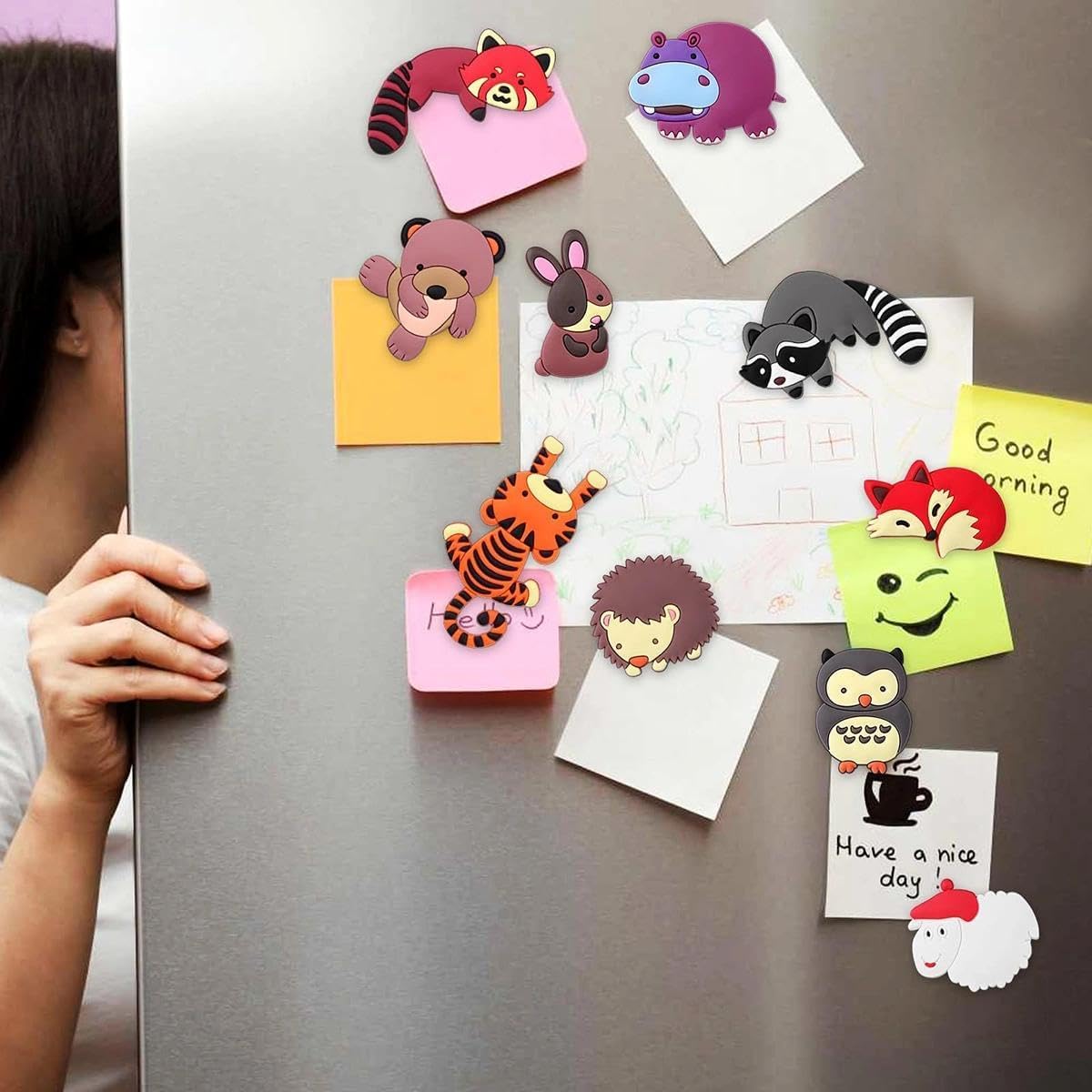 10 Pack 3D Forest Animal Refrigerator Magnets, Creative and Cute Cartoon Refrigerator Stickers, Suitable for Home and Kitchen Decoration.