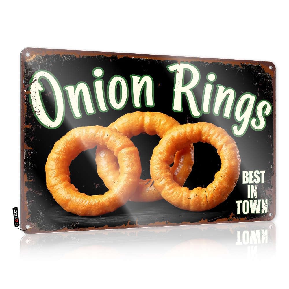 Funny Alcohol Signs Onion Rings, Best In Town. Tin Sign Outdoor Tin Sign Coffee Tin Sign(20X30CM)
