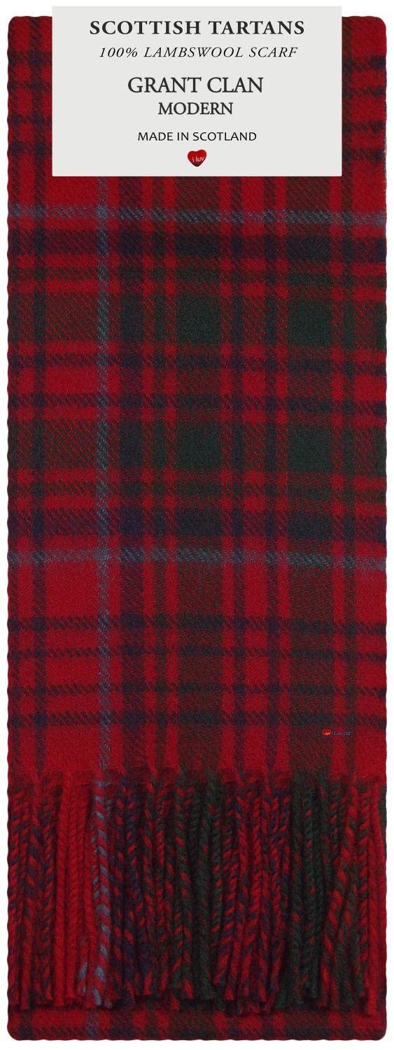 I LUV LTD Grant Clan Modern Tartan Plaid 100% Lambswool Scarf & Tie Gift Set
