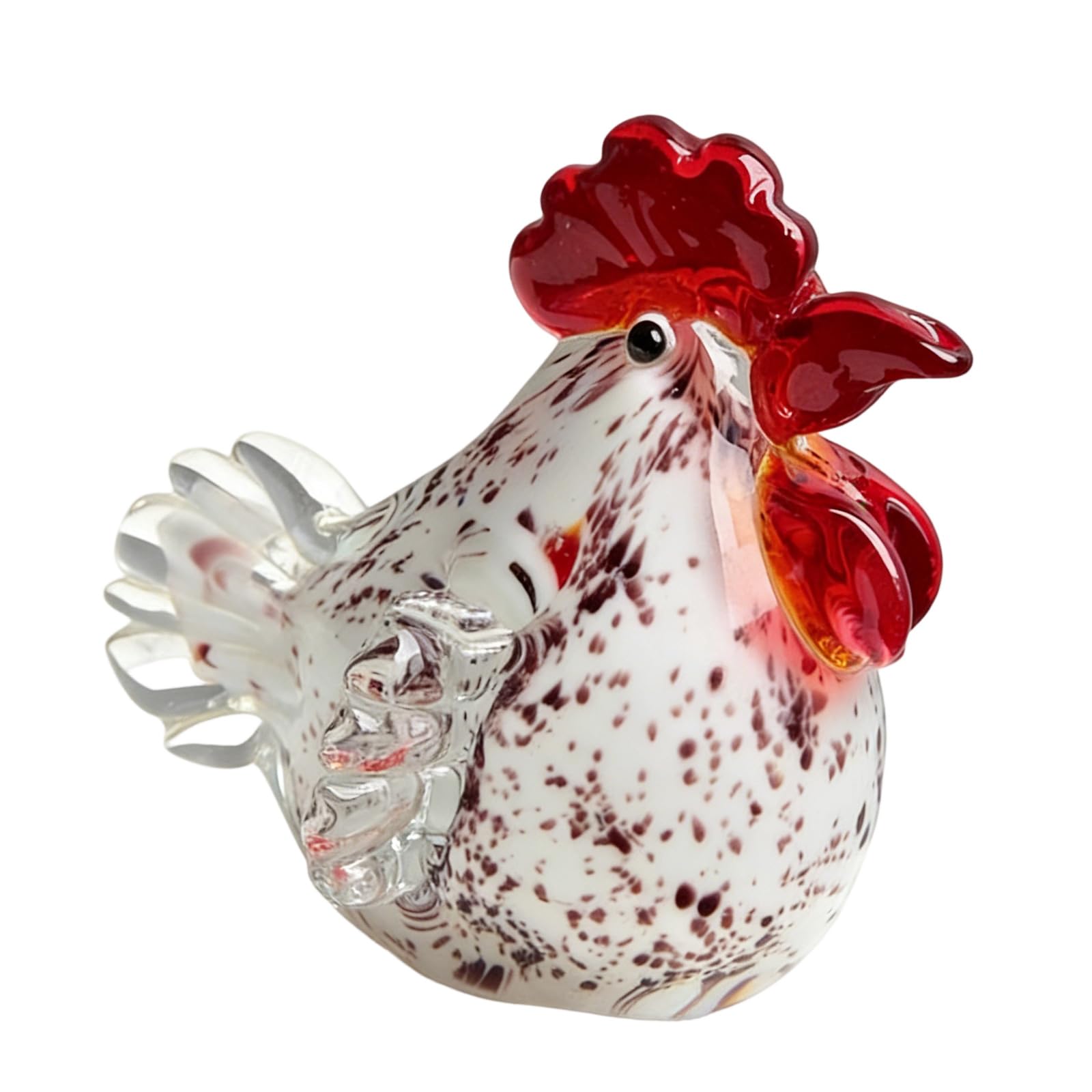 ljhnba Hand Blown Glass Rooster Sculpture Table Ornament Art Home Decor Glass Chicken Figurines Blown Rooster Sculpture