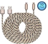 Certified Lampa 10 Feet / 3 Meter Extra Long Nylon Braided Charging Cord Data Cable for iPhone iPad and iPod ( 2 Pack)
