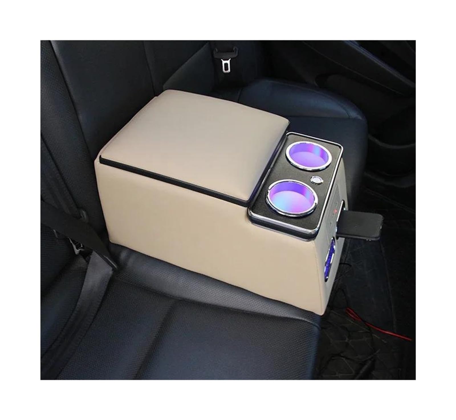 Car Interior Rear Handrail Armrest Box With Atmosphere And Charging FOR FORD For Fiesta For Ecosport For Mondeo For Kuga For Edge(Model A Beige)