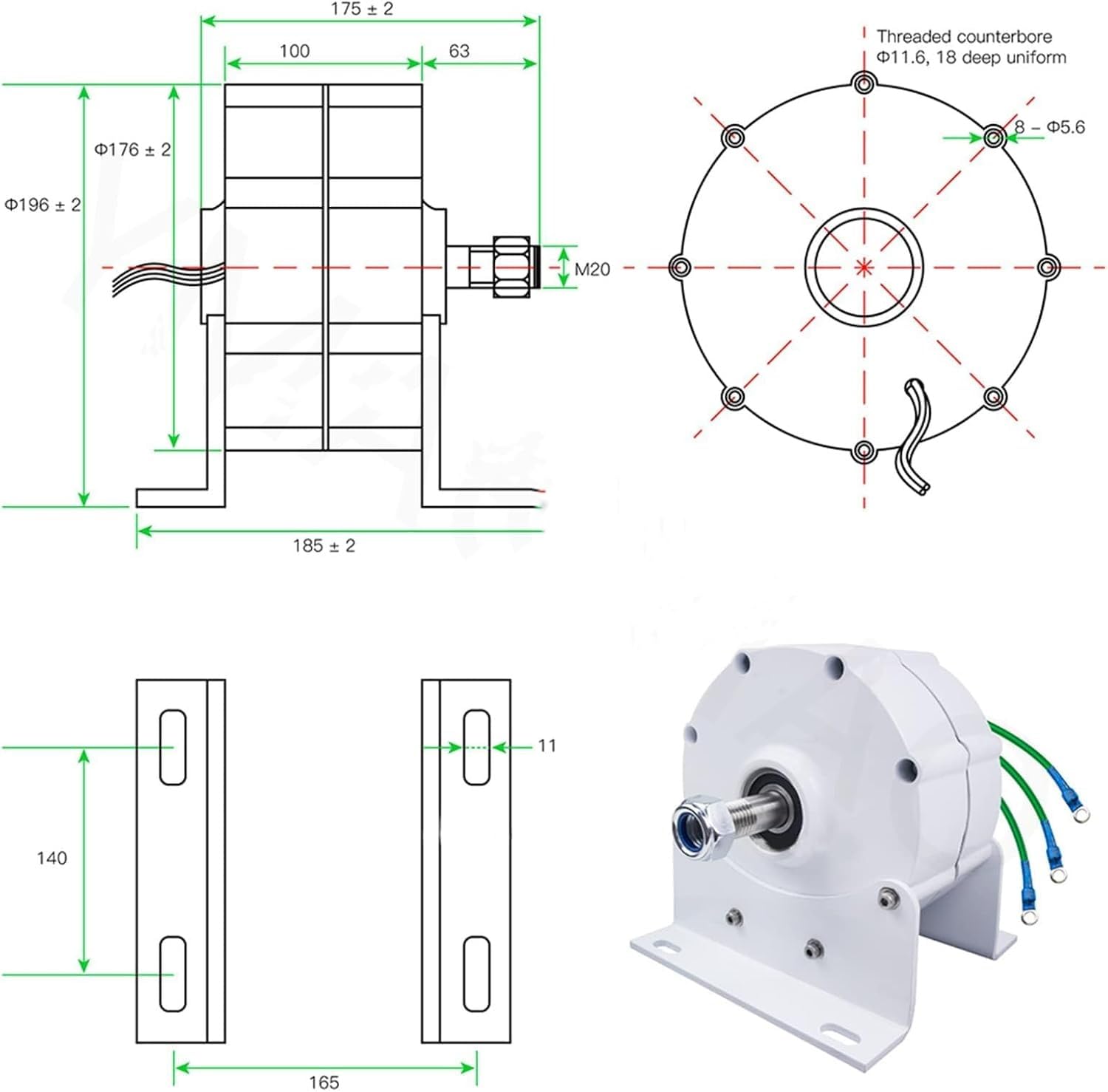 Generatore Trifase A Magneti Permanenti Senza Ingranaggi Da 12000 W A Basso Numero Di Giri, Alternatore Ca A Energia Libera per Turbine Eoliche E Idroelettriche con Raddrizzatore Da 120 V.