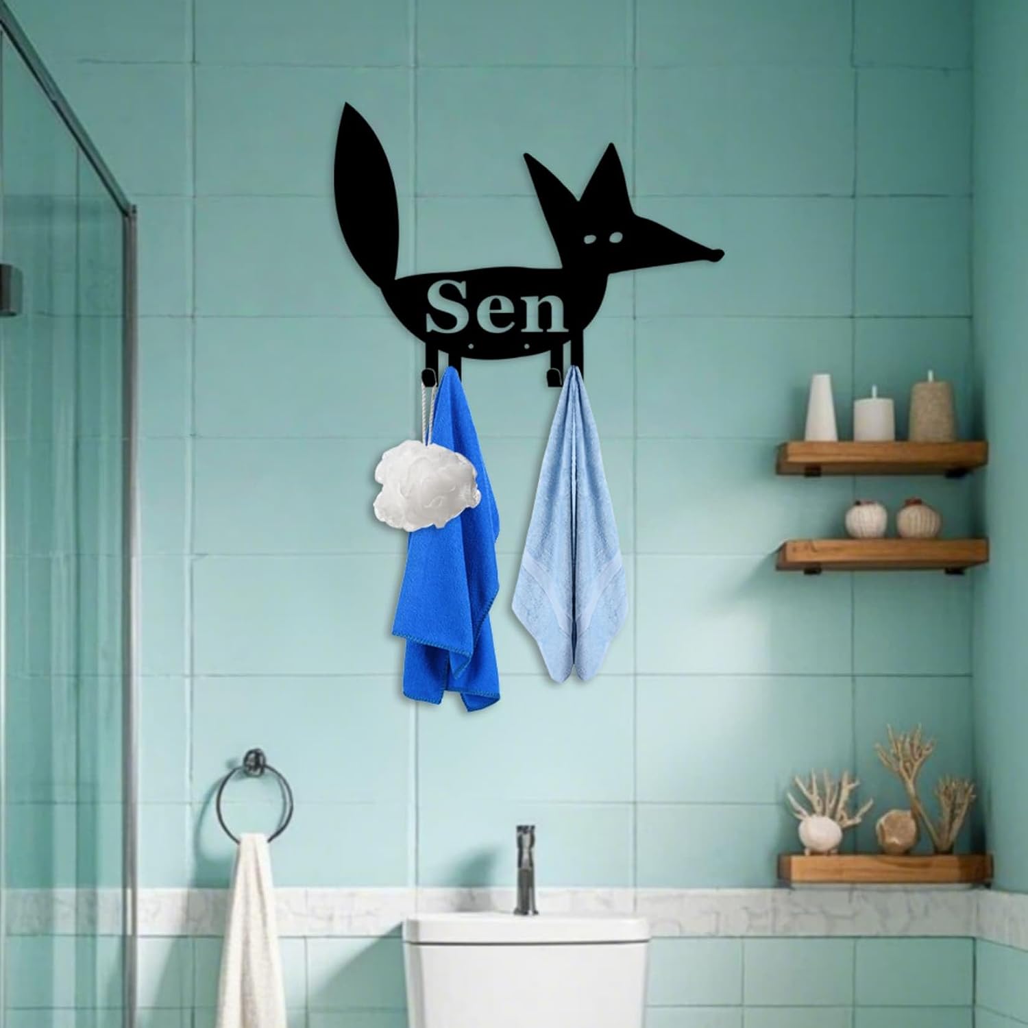 Personalized Kids Wall Hook Fox, Kids Coat Hook, Animal Wall Hooks,Organizer for Kid,Playful Fox Coat Rack Mount with Hooks, Lowrie Keys Hanger for Kid Room Kitchen Office image 3