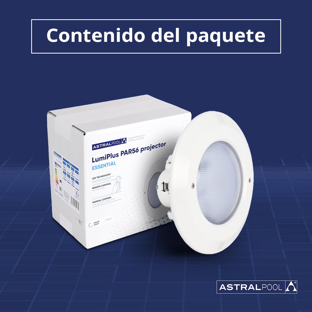 Proyector de Luz LED Blanca para Piscina Subacuática PAR56 - 14,5W (20VA) - Bajo Consumo de Energía - Potente Iluminación para Piscinas - AstralPool