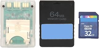 PS2 MX4SIO SIO2SD SD Memory Card Reader Adapter with 32G Storage Card, FMCB Memory Card Free McBoot V1.966 64MB for Playstation2 All Game Console, Plug and Play (Fat Consoles)