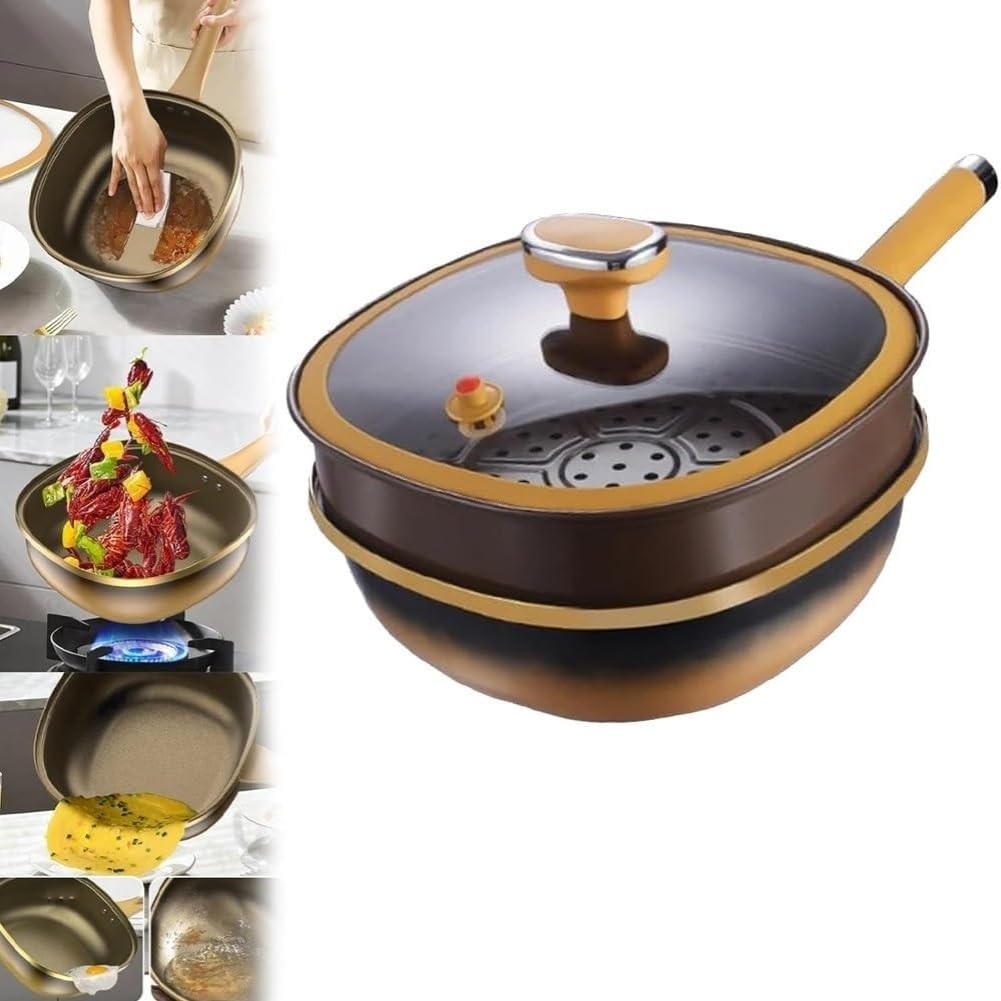 12" Non- Metal Sauté Pan With Glass Lid And Included Stmer Basket For Multi-Purpose Cooking Methods
