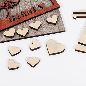 Extra Heart or Customized Message 3-Layer Walnut & Maple Wood Personalized Family Tree Sign