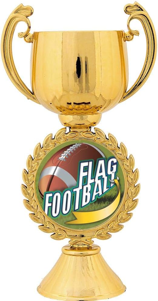 Crown Awards Personalized Flag Football Trophy, 7.25" Gold Cup Flag Football Trophies with Free Custom Engraving