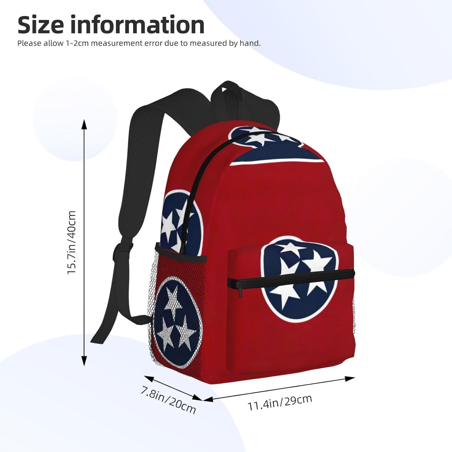 Tennessee flag Backpack Large Sports Bag, Best for Basketball, Soccer, Volleyball, Swim, Gym, Travel