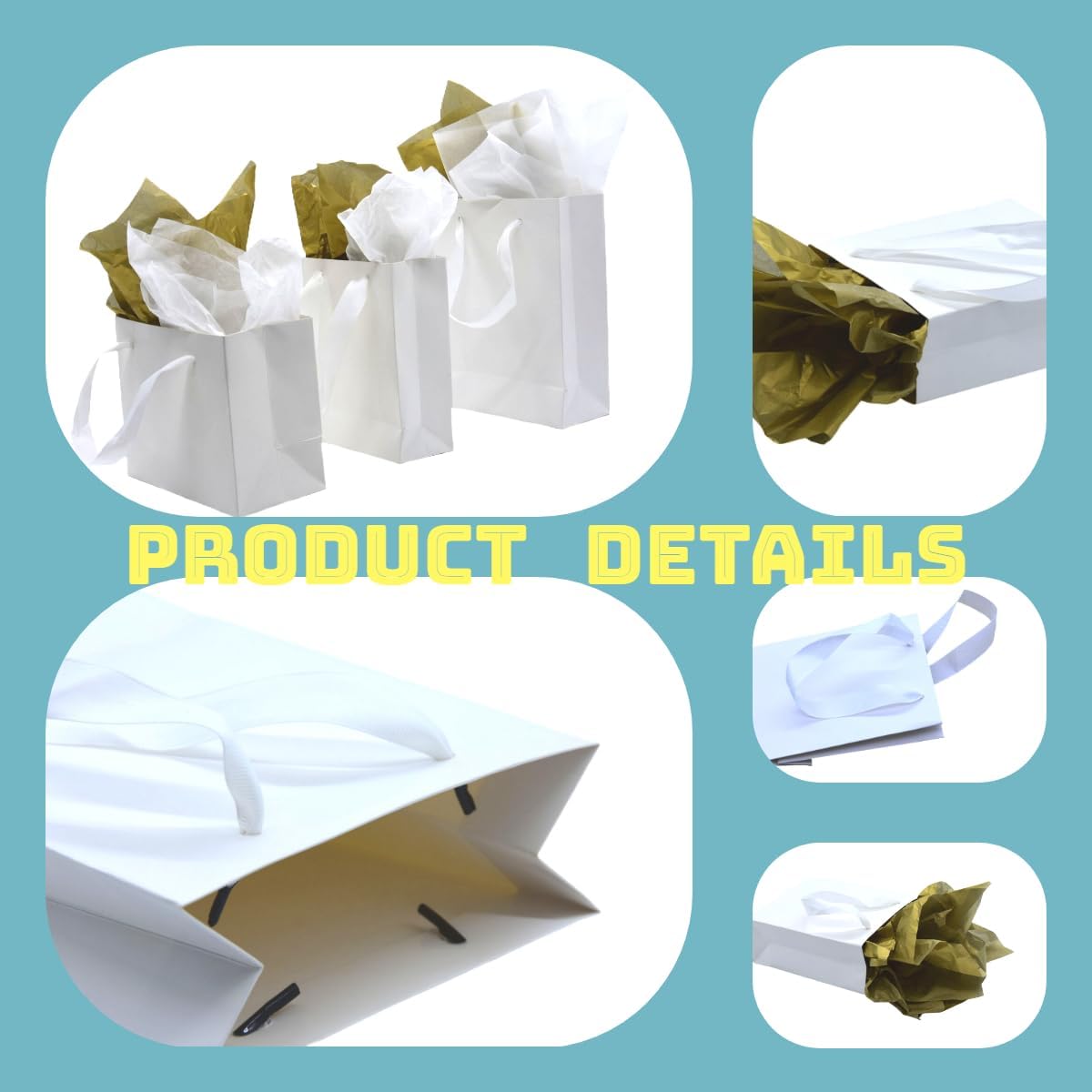 JUNESHE 12 Pack Extra Small White Gift Bags with Handles & Tissue Paper,6.3 inch Mini Tiny Little Gift Wrap for Birthday Party Favors Baby Bridal Shower Shopping Presents Wedding Anniversary Jewelry - Image 4