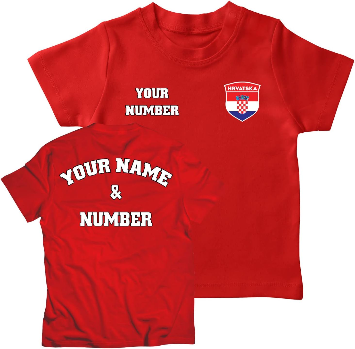 Personalised Kids Croatia 2026 Football T-Shirt Short Sleeve | Custom Name and Number | Croatia Flag Design