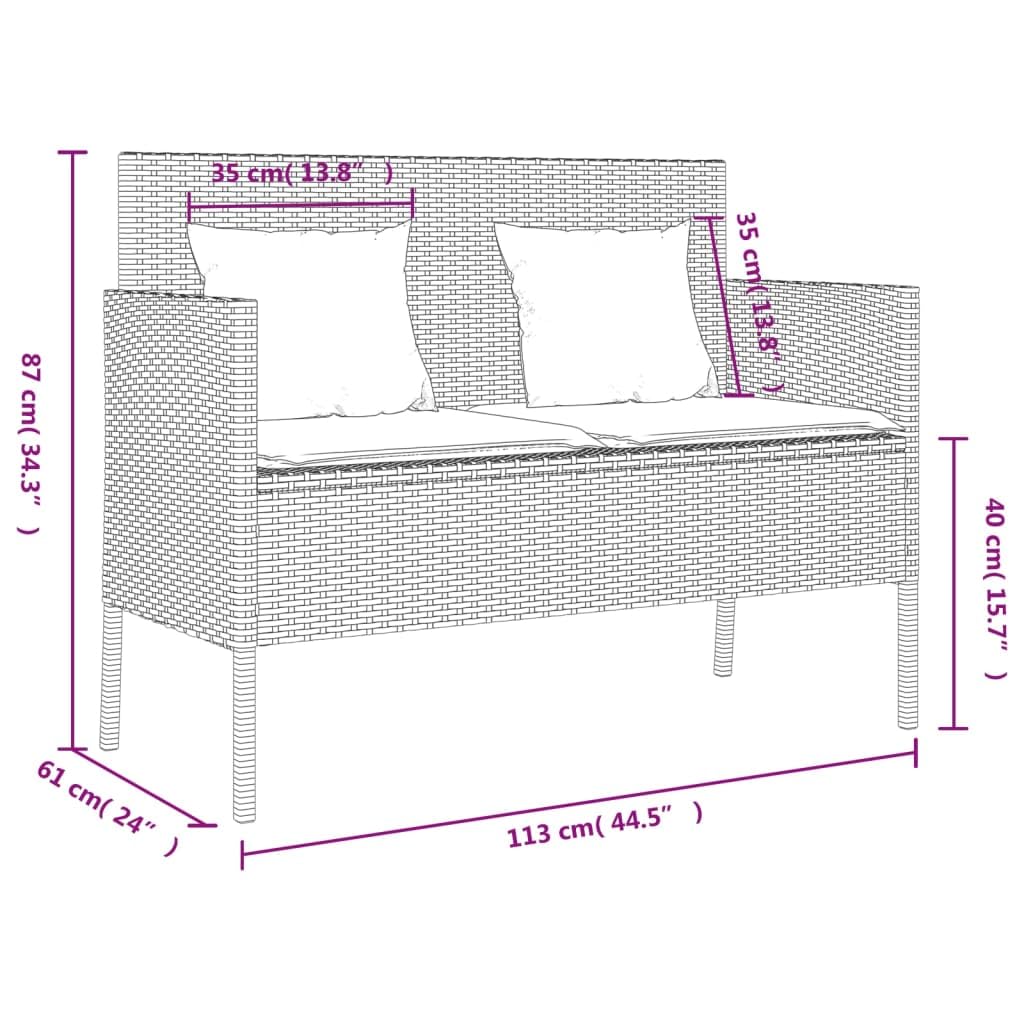 vidaXL Panca da Giardino con Cuscini Grigia in Polyrattan