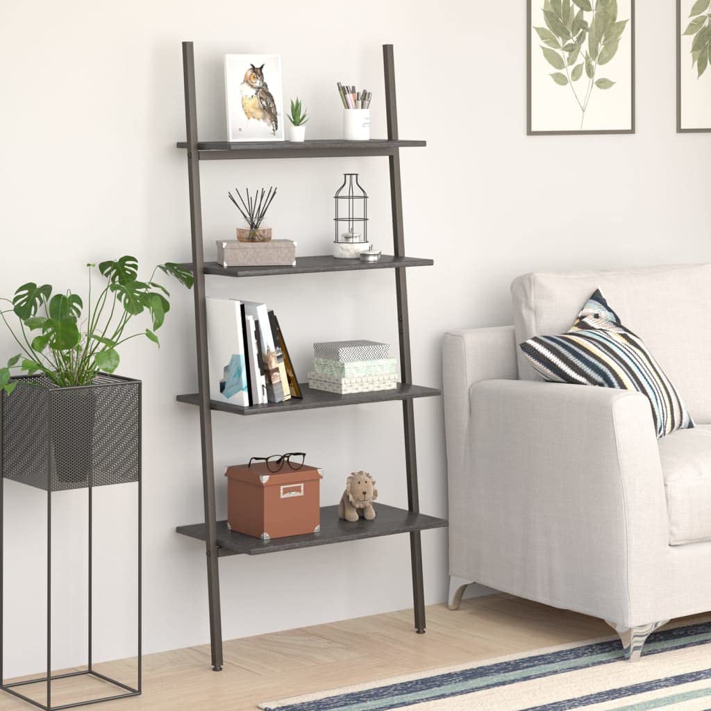 vidaXL Estantería Inclinada de 4 Niveles Mueble Despacho Dormitorio Estante Doméstico Oficina Habitación Almacenamiento Cajones Negro