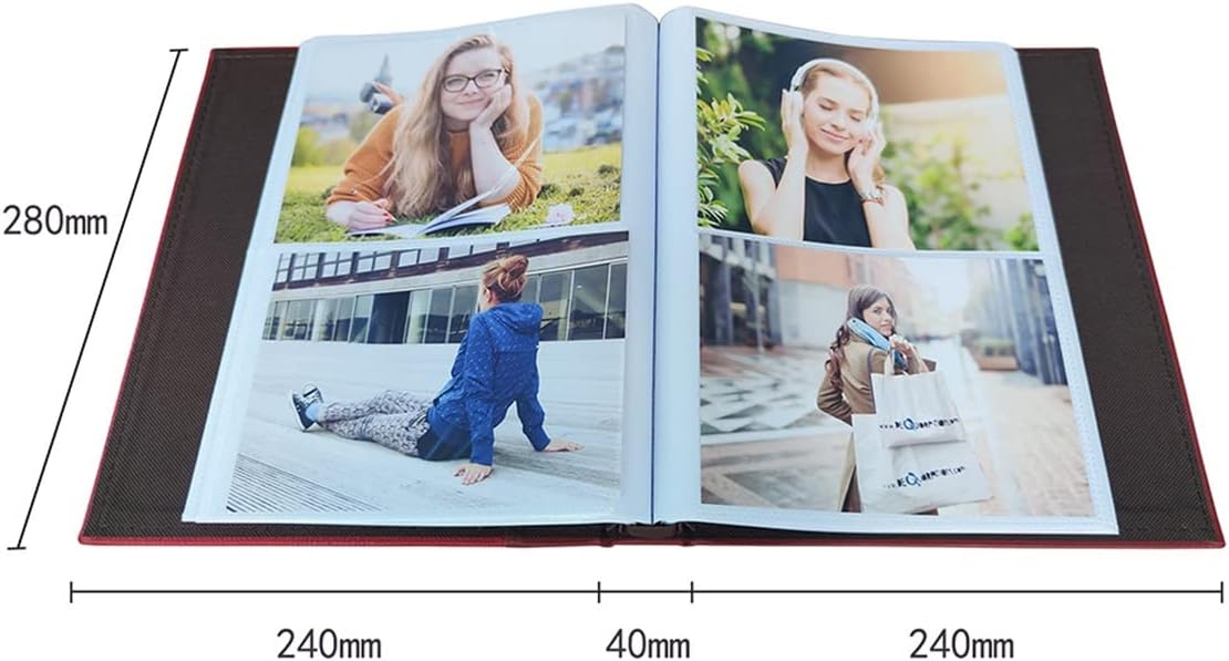 Self-Adhesive Photo Album Leather Photo Album Album Photo Pocket Storage Book 7-inch Photo Album Book Used for Wedding Guest Anniversary (Color : Brown Size : 24x28x5cm) (Black 24x28x5cm)