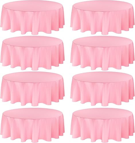 Paquete de 8 manteles redondos de alta calidad de 90 pulgadas, fundas redondas de tela de poliéster lavable a granel, para bodas, fiestas,
