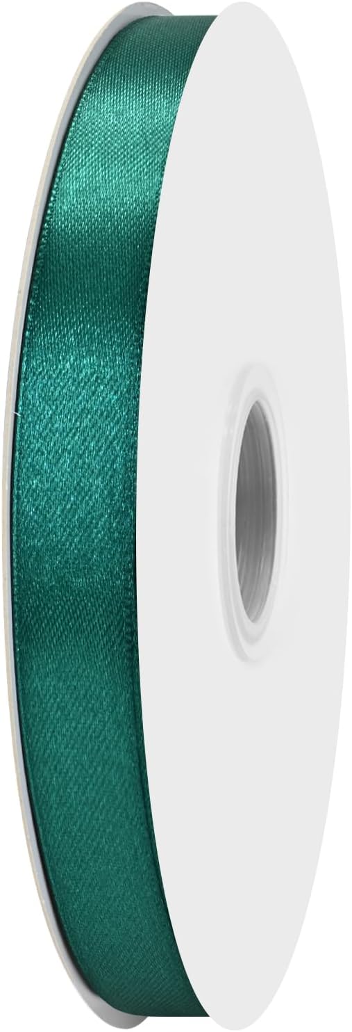 Maclemon 5/8 inch Wide 100 Yards Double Face Teal Satin Ribbon Fabric Ribbon for Gift Wrapping Very Suitable for Weddings Decoration Bouquet Balloons Arts Craft Sewing Hair Bow Invitation
