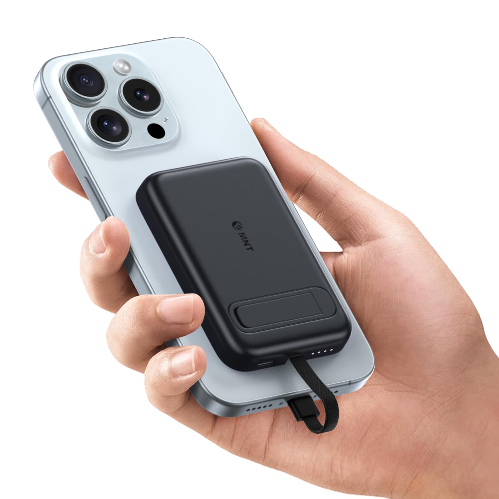 EMNT Mini Portable Charger Portable Charger for iPhone 5200mAh Smallest Power Bank with Built-in Cable Battery Pack Compatible